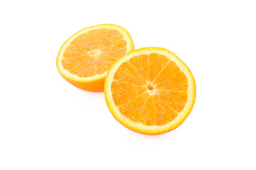 Orange halves isolated on white background. Citrus food