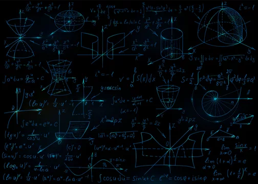 Mathematical formulas drawn by hand on the black chalkboard for the  background. Vector illustration. Stock Vector | Adobe Stock