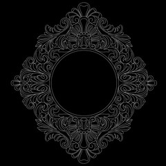 Black vintage baroque ornament, corner. Retro pattern antique style acanthus.