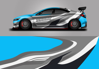 Obraz premium Car decal wrap vector designs. Truck and cargo van decal, company , rally, drift . Graphic abstract stripe racing background