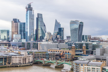 Panoramic cityscape view of London. Office building.