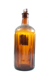 Vintage Brown Poison Bottles on White Background