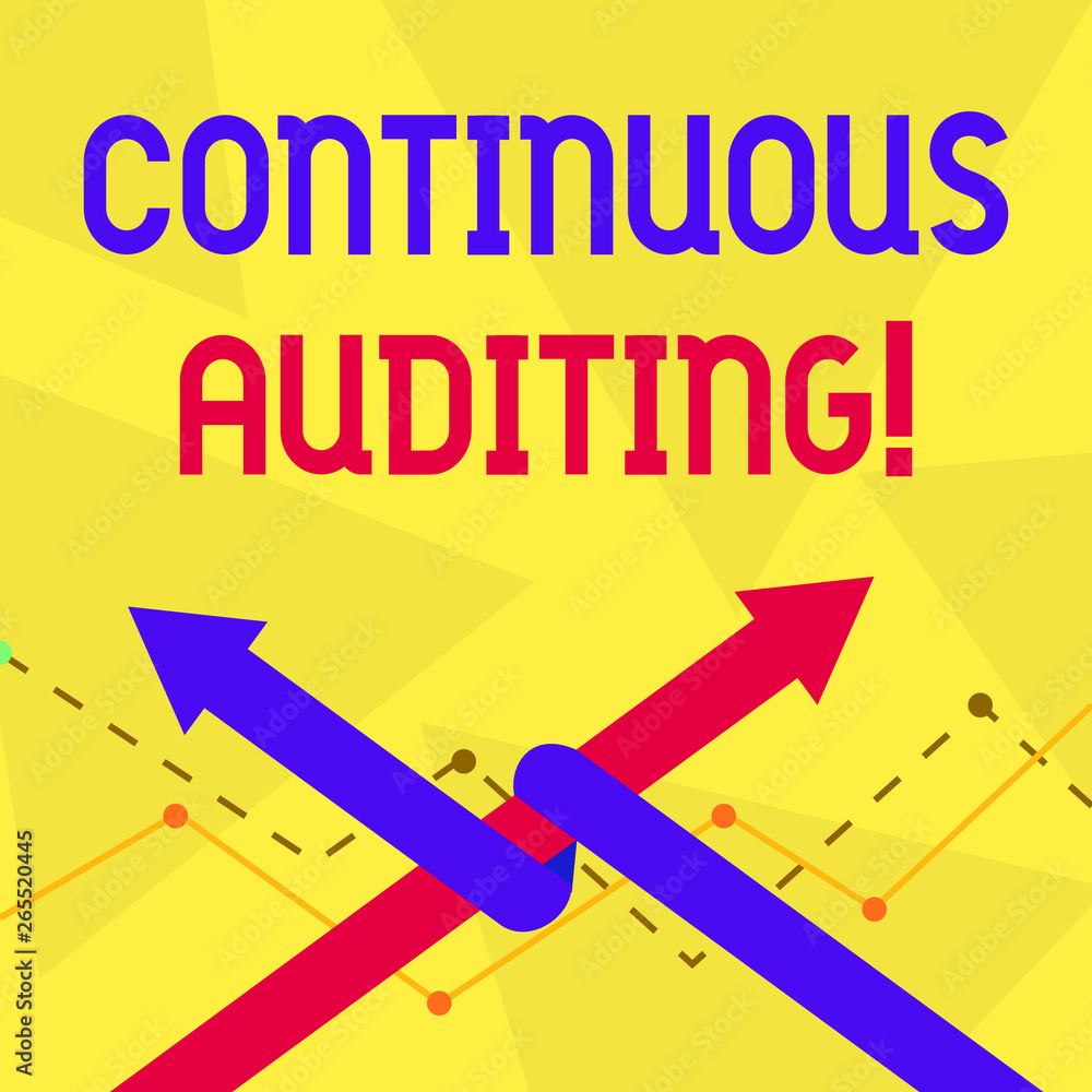 Poster handwriting text continuous auditing. conceptual photo internal process that examines accounting pra