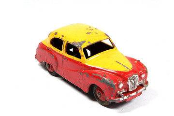 Obraz na płótnie Canvas Vintage Toy Racing Cars On White Background
