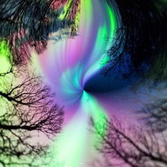 Naklejka premium Tiny planet aurora borealis