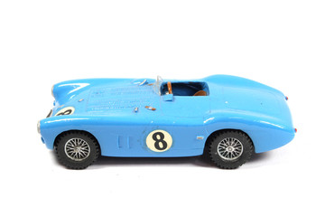 Fototapeta na wymiar Vintage Toy Racing Cars On White Background