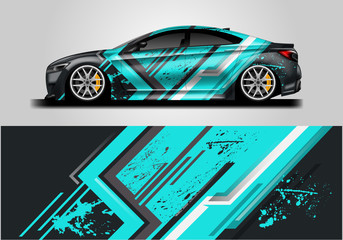 Plakat Car decal wrap vector designs. Truck and cargo van decal, company , rally, drift . Graphic abstract stripe racing background