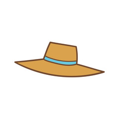 Drawn icon of a colorful bright wide brimmed panama hat