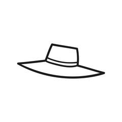 Drawn outlined icon of a wide brimmed panama hat