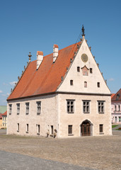 Naklejka premium Main square with town hall in Bardejov, Slovakia