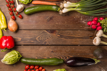 Healthy food concept with fresh vegetables and ingredients for cooking