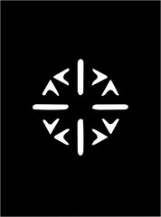 Ornate abstract white symbol on black background