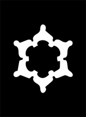 Ornate abstract white symbol on black background