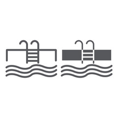 Swimming pool line and glyph icon, sport and swim, water sign, vector graphics, a linear pattern on a white background.