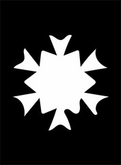 Ornate abstract white symbol on black background