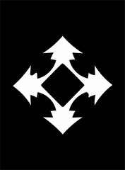 Ornate abstract white symbol on black background