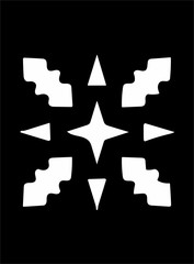 Ornate abstract white symbol on black background