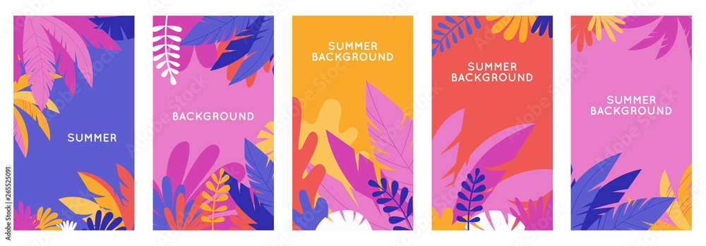 Aufkleber vector set of social media stories design templates, backgrounds with copy space for text - summer b