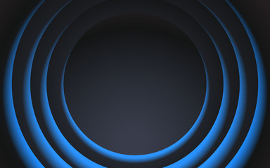 Abstract blue glowing circle vector background. Light round frame with copy space. - Vector