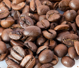 Brown coffee on a bilingual background