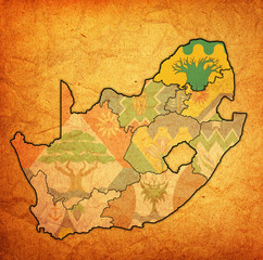 Limpopo region on administration map of south africa