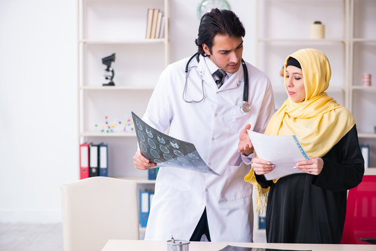 Female arab patient visiting male doctor 