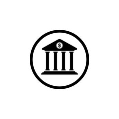 Bank icon symbol on white background.  Vector illustration