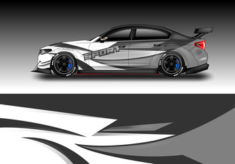 Wrap livery decal car vector , supercar, rally, drift . Graphic abstract stripe racing background . Eps 10