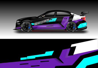 Wrap livery decal car vector , supercar, rally, drift . Graphic abstract stripe racing background . Eps 10