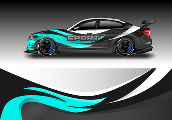 Wrap livery decal car vector , supercar, rally, drift . Graphic abstract stripe racing background . Eps 10