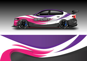 Obraz na płótnie Canvas Wrap livery decal car vector , supercar, rally, drift . Graphic abstract stripe racing background . Eps 10