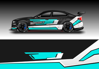 Obraz premium Wrap livery decal car vector , supercar, rally, drift . Graphic abstract stripe racing background . Eps 10