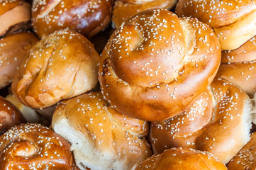 Challah bread sold at shuk hacarmel market, Tel Aviv, Israel