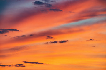 Amazing cloudscape on the sky at sunset time.