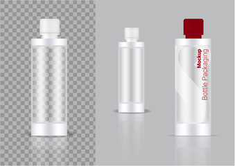 3D Mock up Realistic Transparent Bottle  Cosmetic or Lotion for Skincare Product Packaging on  Background Illustration