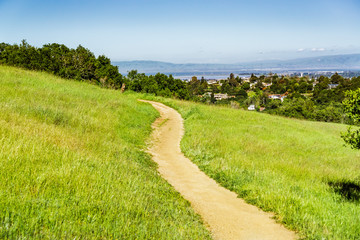 Trail on the hills of Edgewood County Park, San Francisco Bay Area, Redwood City, California