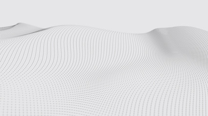 A wave of particles. Futuristic dot wave on white background. Dynamic wave. Wave 3d