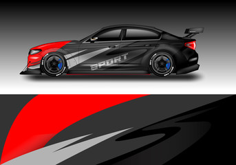 Fototapeta premium Car wrap designs vector . Background graphic . File ready to print and editable . Eps 10