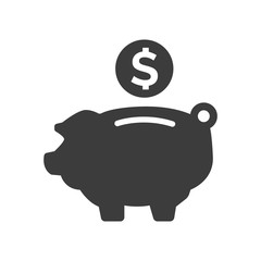 Piggy bank icon on white background.