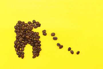 concept tooth of coffee grains. collapses under the influence of coffee copyspace harmful effects of coffee on the teeth