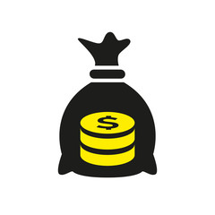 Naklejka premium Money bag icon on white background.