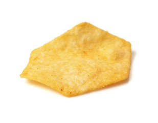 Tasty crispy potato chips isolated on white background