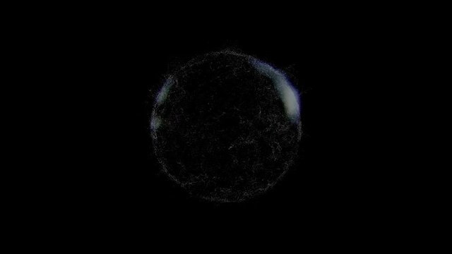 Particle Spheroid Hologram Effect Animation Expanding Toward Camera with Chromatic Aberration Glow 4K @ 60fps HDR