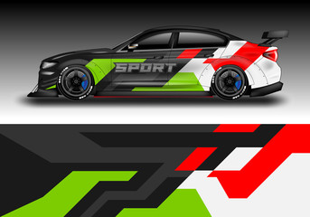 Obraz premium Livery decal car vector , supercar, rally, drift . Graphic abstract stripe racing background . File ready to print and editable .