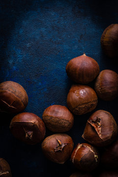 Close up of roasted chestnuts