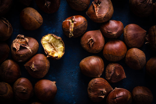 Close up of roasted chestnuts