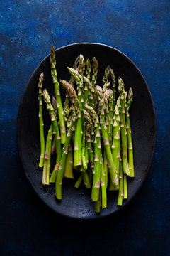 Platter of fresh asparagus