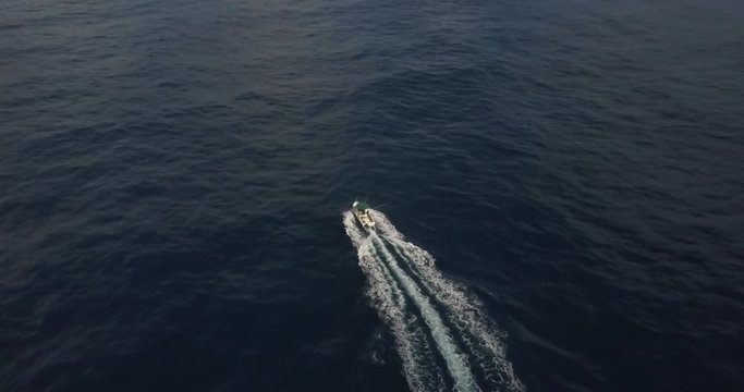 Aerial/Drone - Fishing Boat off Basalt Coast (Puna - Big Island, Hawaii)