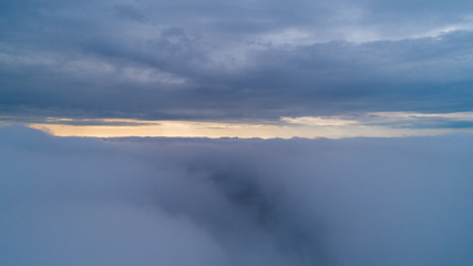 Fototapeta na wymiar Flight Above The Clouds. Aerial Shot.