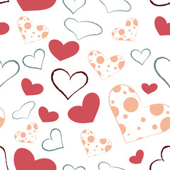 pattern with red and blue and orange hearts